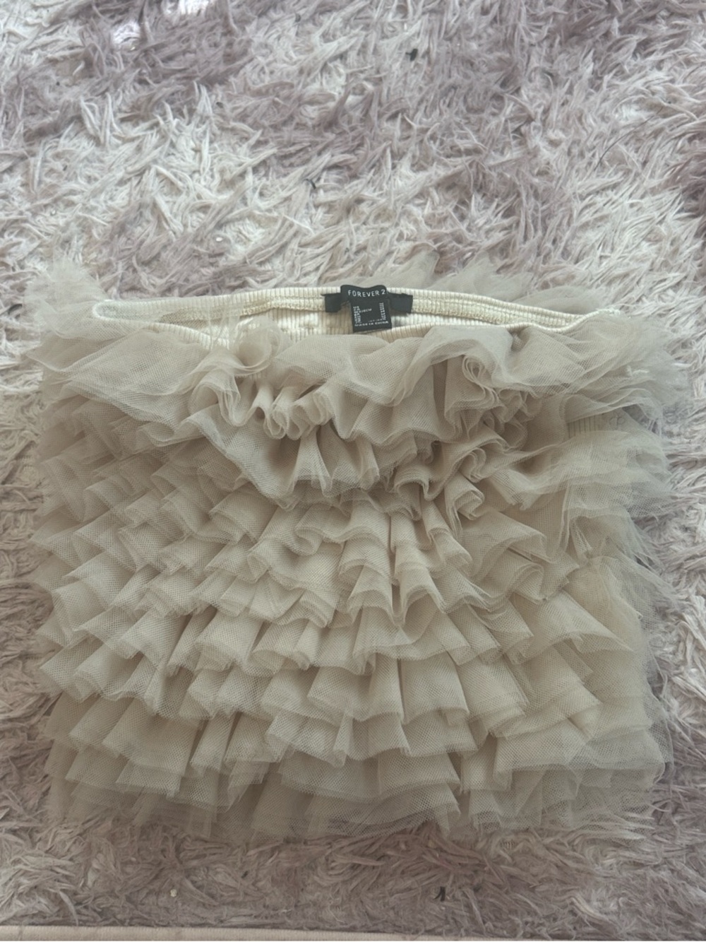 Forever 21 Taupe Ruffle Tulle Mini top